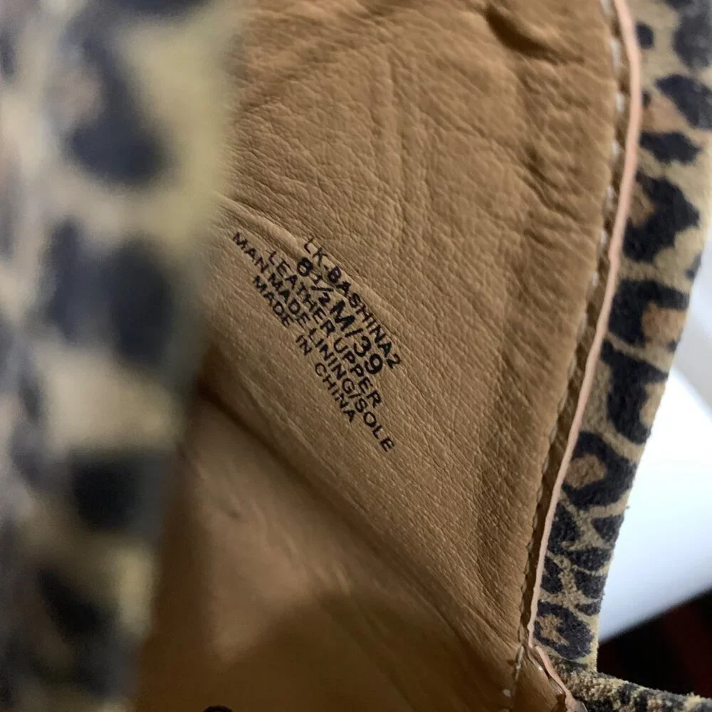 Lucky Brand Women's Leopard Block Heel Ankle Booties 8.5 Western Mob Wife Baddie